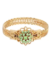 2028 14K Gold-tone Green Flower Overlay Belt Bracelet