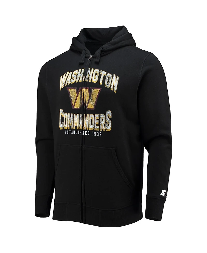 Men's Starter Black Washington Commanders Post-Season Full-Zip Hoodie