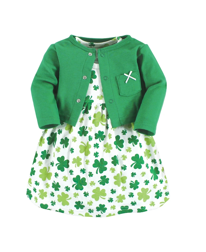 Hudson Baby Baby Girls Hudson Cotton Dress and Cardigan Set
