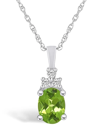 Macy's Peridot (1-1/3 Ct. T.w.) and Diamond (1/10 Ct. T.w.) Pendant Necklace in 14K Gold