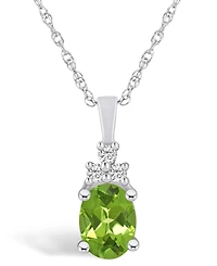 Macy's Peridot (1-1/3 Ct. T.w.) and Diamond (1/10 Ct. T.w.) Pendant Necklace in 14K Gold
