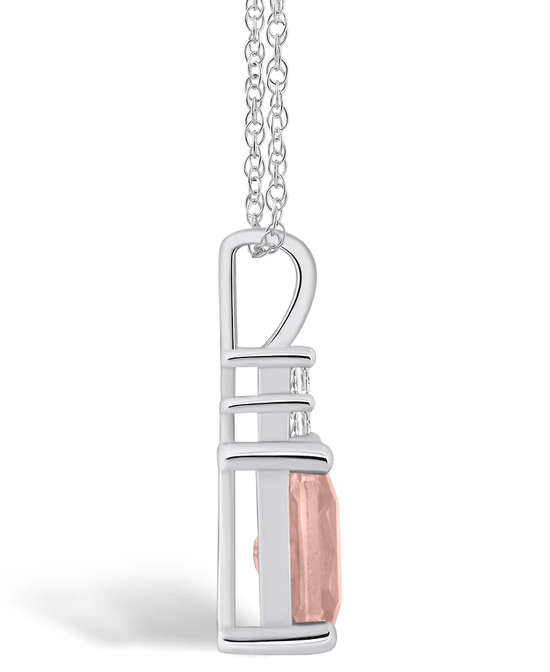 Macy's Morganite (1-3/8 Ct. T.w.) and Diamond (1/10 Ct. T.w.) Pendant Necklace in 14K White Gold
