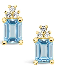 Macy's Aquamarine (2-3/4 Ct. T.w.) and Diamond (1/5 Ct. T.w.) Stud Earrings in 14K Yellow Gold