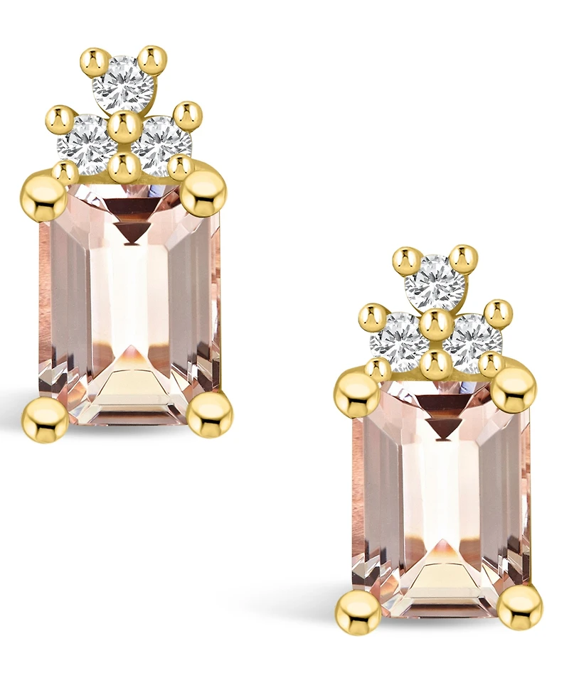 Macy's Morganite (2-3/4 Ct. T.w.) and Diamond (1/5 Ct. T.w.) Stud Earrings in 14K Yellow Gold