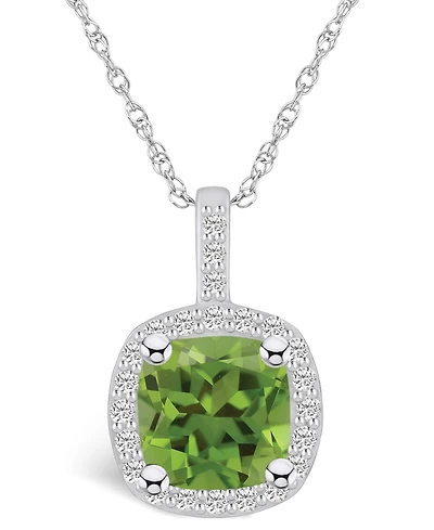 Macy's Peridot (2-3/8 Ct. T.w.) and Diamond (1/4 Ct. T.w.) Halo Pendant Necklace in 14K Gold