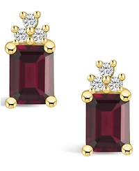 Macy's Garnet (3-7/8 ct. t.w.) and Diamond (1/5 ct. t.w.) Stud Earrings in 14K Yellow Gold