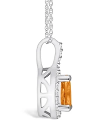 Macy's Citrine (7/8 Ct. T.w.) and Diamond (1/5 Ct. T.w.) Halo Pendant Necklace in 14K White Gold