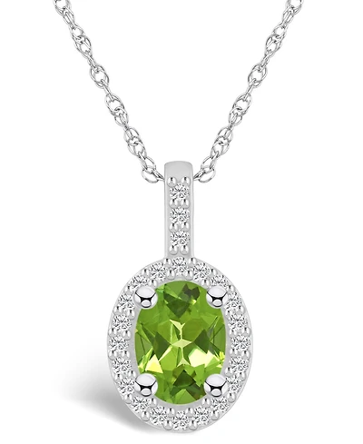 Macy's Peridot (1-1/3 Ct. T.w.) and Diamond (1/4 Ct. T.w.) Halo Pendant Necklace in 14K Gold
