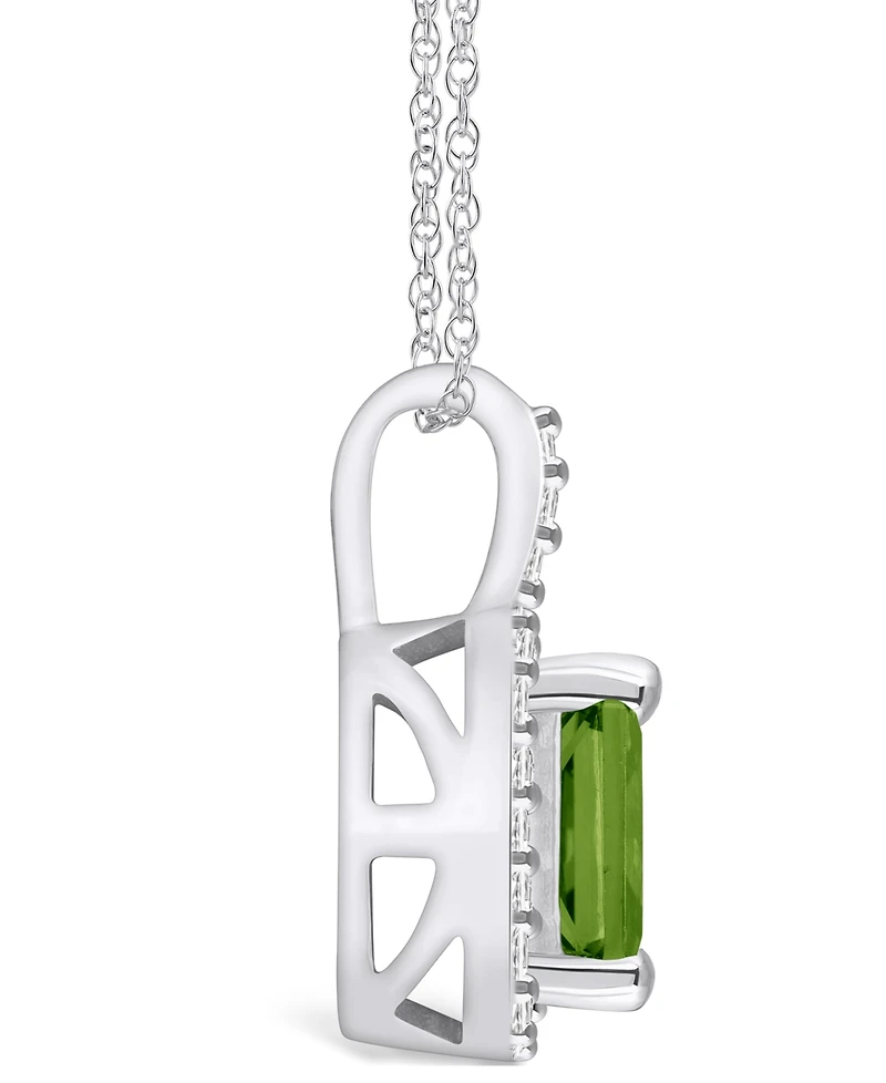 Macy's Peridot (1-3/4 Ct. T.w.) and Diamond (1/4 Ct. T.w.) Halo Pendant Necklace in 14K White Gold