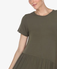 White Mark Women's Short Sleeve Asymmetrical Waist Maxi Dress