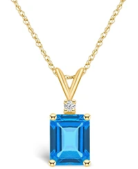 Blue Topaz (3 ct. t.w.) and Diamond Accent Pendant Necklace 14K Yellow Gold or White