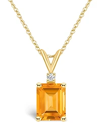 Citrine and Diamond Accent Pendant Necklace (2-1/4 ct.t.w) 14K White Gold or 14K Yellow Gold