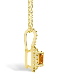 Macy's Citrine (1-1/ Ct. T.w.) and Diamond (/8 Ct. T.w.) Halo Pendant Necklace in 14K Yellow Gold