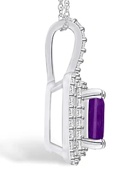 Macy's Amethyst (1-5/8 Ct. T.w.) and Diamond (1/2 Ct. T.w.) Halo Pendant Necklace in 14K Gold