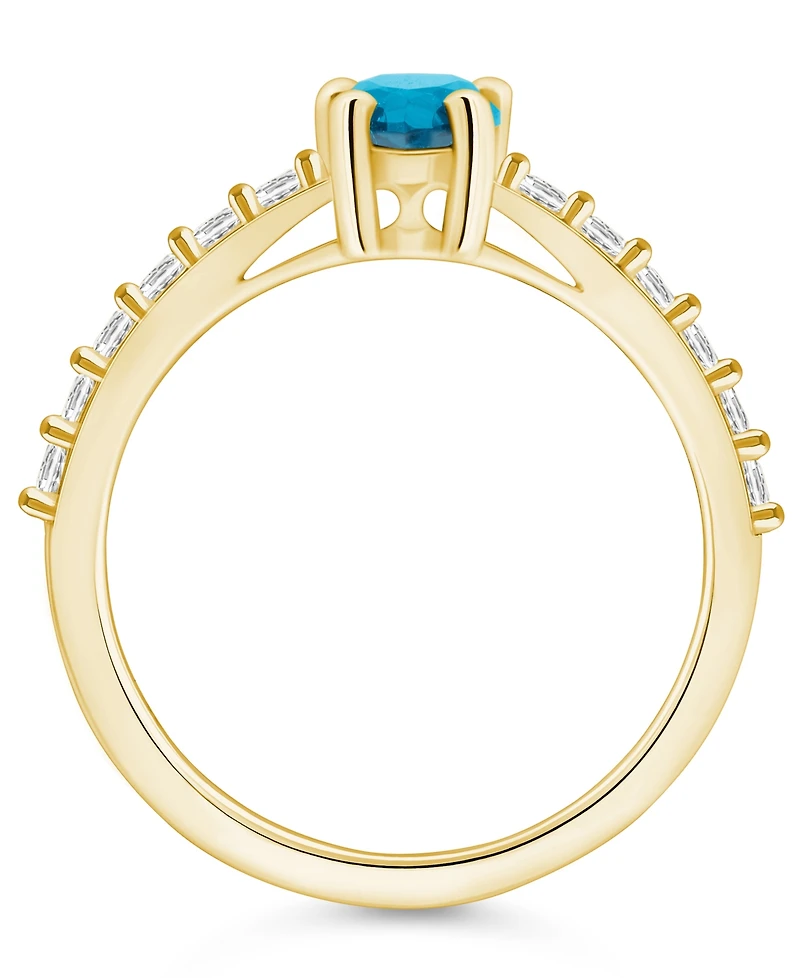 Macy's Blue Topaz (1 Ct. T.w.) and Diamond (1/3 Ring 14K Yellow Gold