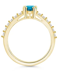 Macy's Blue Topaz (1 Ct. T.w.) and Diamond (1/3 Ring 14K Yellow Gold