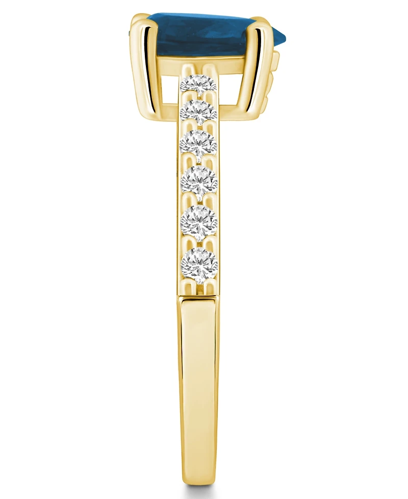 Macy's London Blue Topaz (1 Ct. T.w.) and Diamond (1/3 Ring 14K Yellow Gold