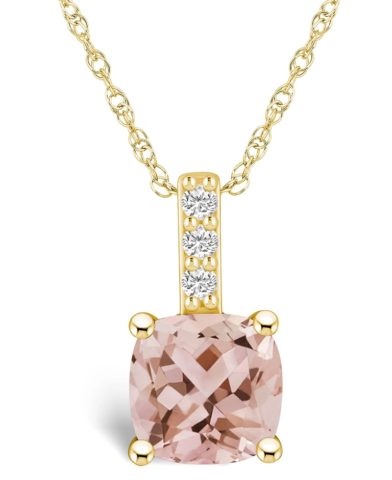 Macy's Morganite ( Ct. T.w.) and Diamond Accent Pendant Necklace in 14K Yellow Gold