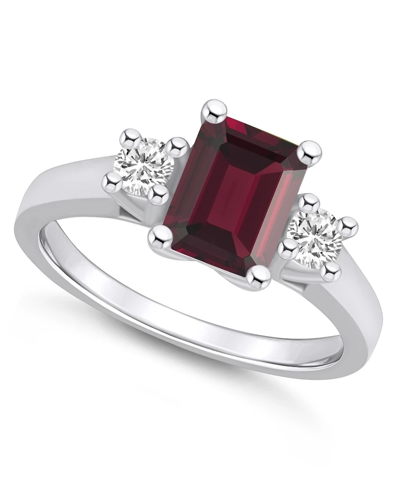 Macy's Garnet and Diamond Ring (2 ct.t.w 1/4 ct.t.w) 14K White Gold