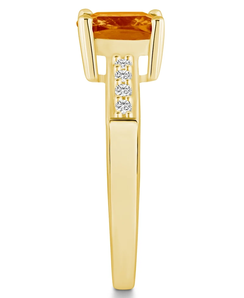 Macy's Citrine and Diamond Ring (2 ct.t.w 1/8 ct.t.w) 14K Yellow Gold
