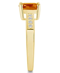 Macy's Citrine and Diamond Ring (2 ct.t.w 1/8 ct.t.w) 14K Yellow Gold