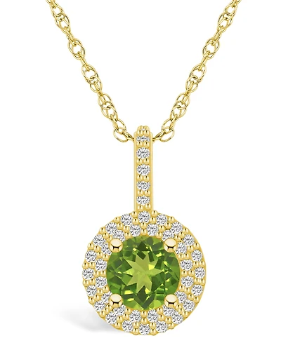 Macy's Peridot (1-1/2 Ct. T.w.) and Diamond (3/ Ct. T.w.) Halo Pendant Necklace in 14K Yellow Gold