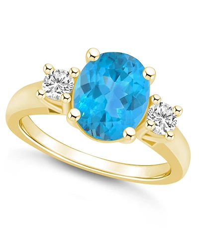 Macy's Blue Topaz and Diamond Ring (3-5/8 ct.t.w 1/3 ct.t.w) 14K Yellow Gold