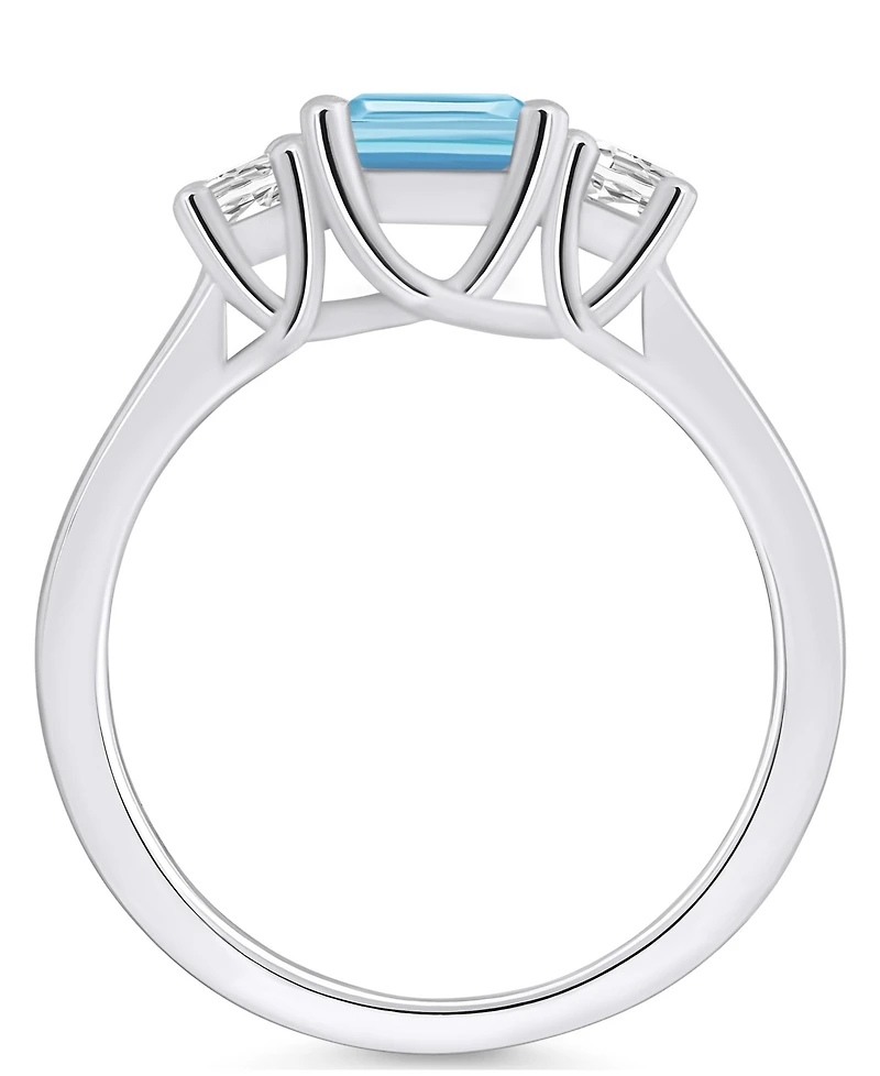 Macy's Aquamarine and Diamond Ring (1-3/8 ct.t.w 1/4 ct.t.w) 14K White Gold
