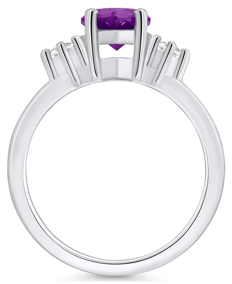 Macy's Amethyst and Diamond Ring (1-3/4 ct.t.w 1/10 ct.t.w) 14K White Gold
