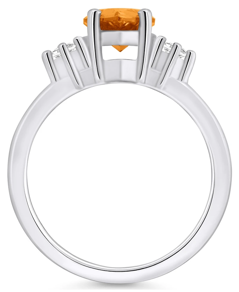 Macy's Citrine and Diamond Ring (1-3/4 ct.t.w 1/10 ct.t.w) 14K White Gold