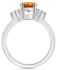Macy's Citrine and Diamond Ring (1-3/4 ct.t.w 1/10 ct.t.w) 14K White Gold