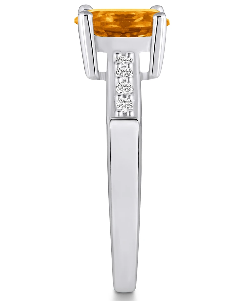 Macy's Citrine and Diamond Ring (1- 1/5 ct.t.w 1/8 ct.t.w) 14K White Gold