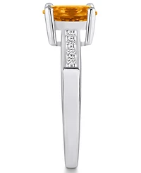 Macy's Citrine and Diamond Ring (1- 1/5 ct.t.w 1/8 ct.t.w) 14K White Gold