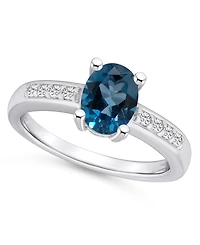 Macy's London Blue Topaz and Diamond Ring (1-5/8 ct.t.w 1/8 ct.t.w) 14K White Gold