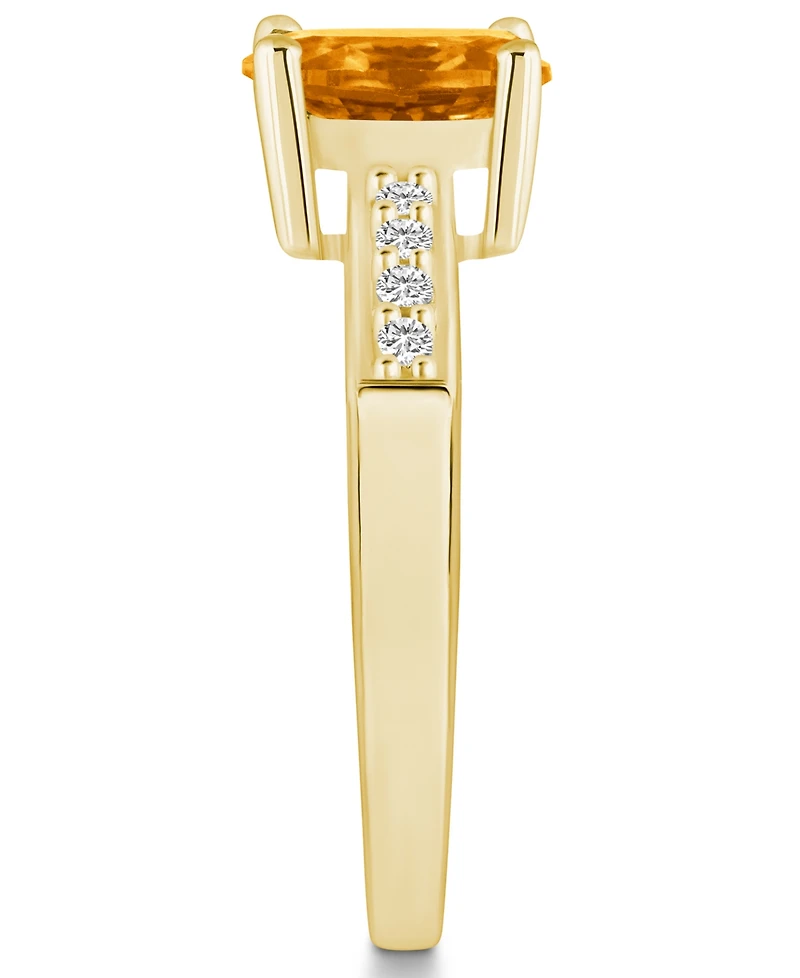 Macy's Citrine and Diamond Ring (1 -1/5 ct.t.w 1/8 ct.t.w) 14K Yellow Gold