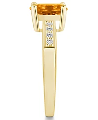 Macy's Citrine and Diamond Ring (1 -1/5 ct.t.w 1/8 ct.t.w) 14K Yellow Gold