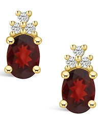Macy's Garnet (3 ct. t.w.) and Diamond (1/5 ct. t.w.) Stud Earrings in 14K Yellow Gold