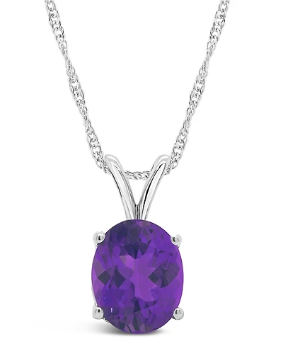 Macy's Amethyst (2-1/2 ct. t.w.) Pendant Necklace in 14K White Gold