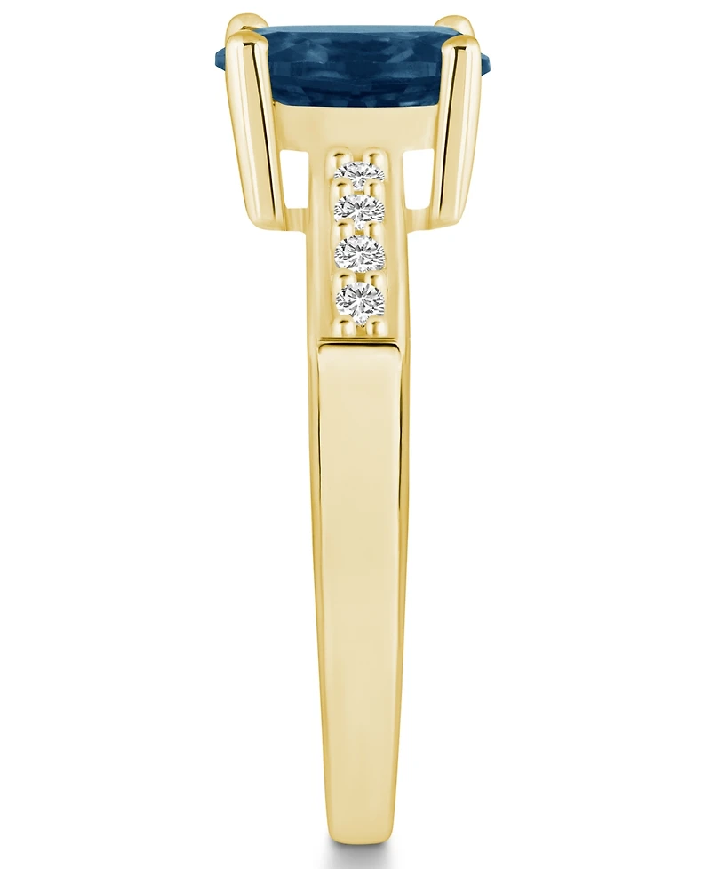 Macy's London Blue Topaz and Diamond Ring (1-5/8 ct.t.w 1/8 ct.t.w) 14K Yellow Gold