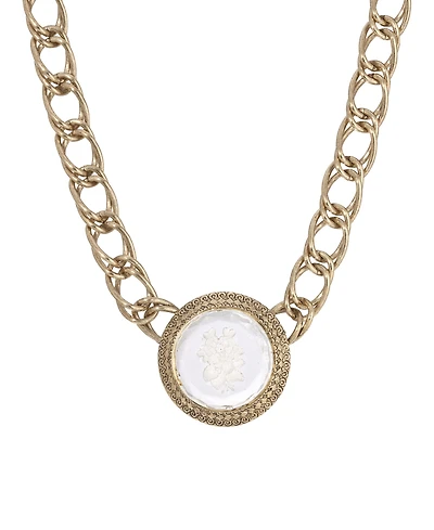 2028 Gold-Tone Intaglio Pendant Loop Chain Necklace