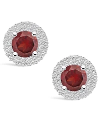 Macy's Garnet (2-1/5 ct. t.w.) and Diamond (1/2 ct. t.w.) Halo Stud Earrings in 14K White Gold