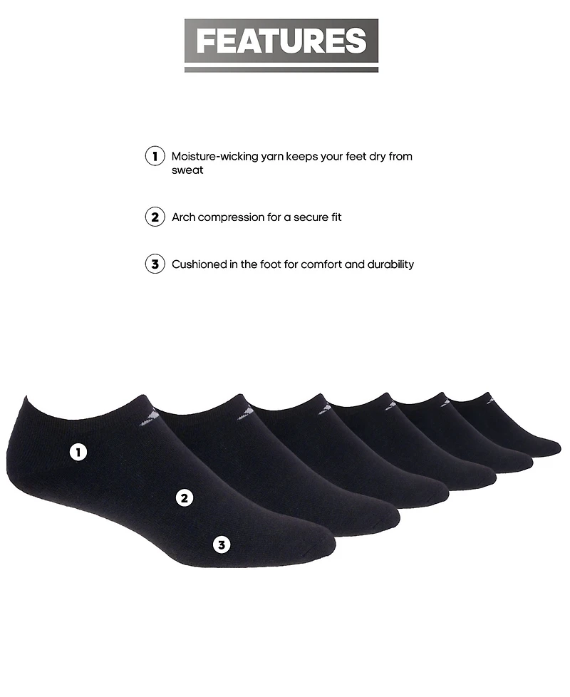 Adidas Women's 6-Pk. Athletic Cushioned No-Show Socks