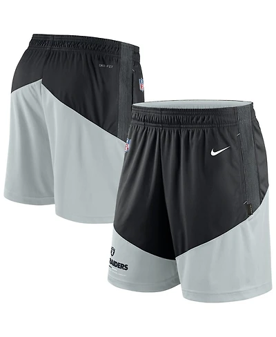 Men's Nike Black, Silver Las Vegas Raiders Sideline Primary Lockup Performance Shorts