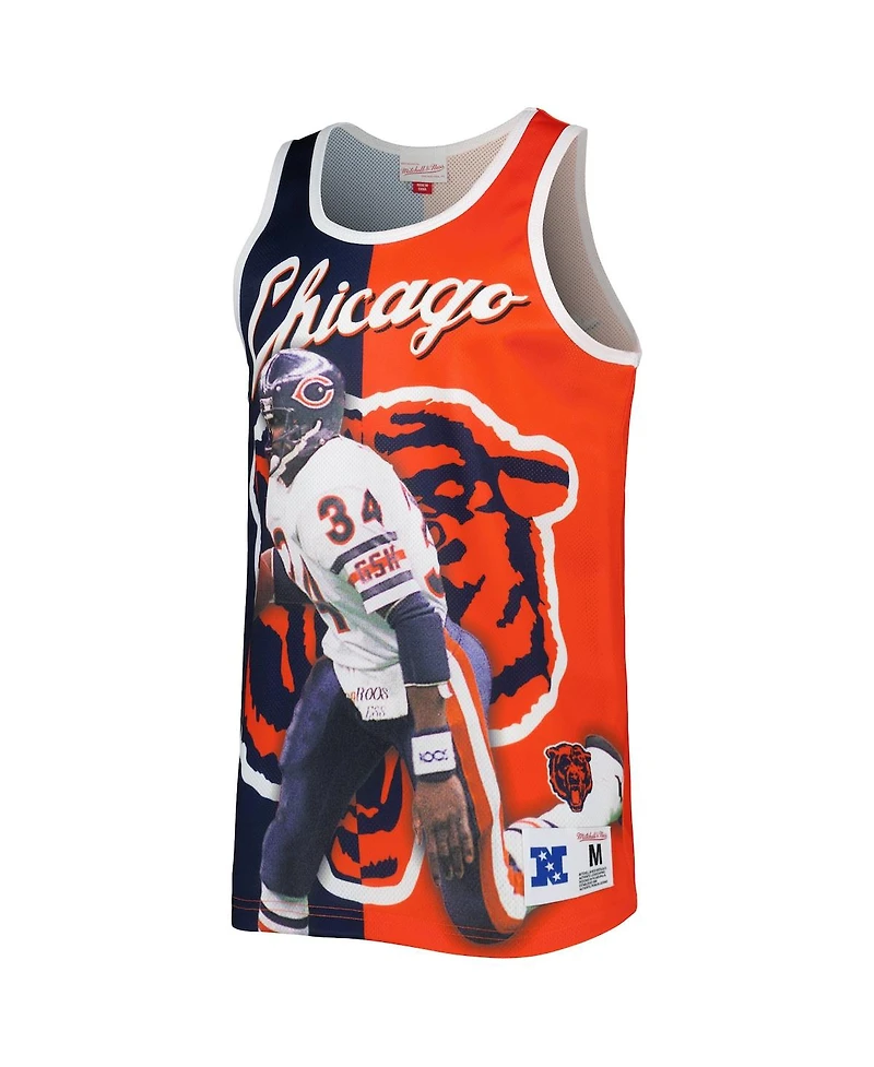 Men's Mitchell & Ness Walter Payton Navy, Orange Chicago Bears Retired Player Graphic Tank Top