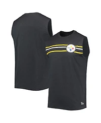 Men's New Era Black Pittsburgh Steelers Brushed Sleeveless Tank Top