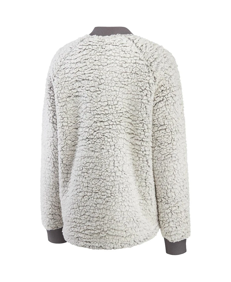 Women's Wear by Erin Andrews Charcoal Washington Commanders Sherpa Raglan Full-Snap Jacket
