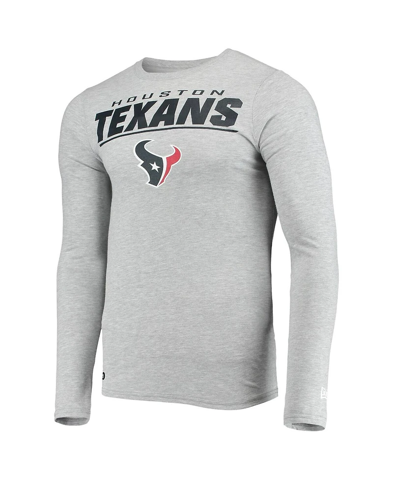 Men's New Era Heathered Gray Houston Texans Combine Authentic Stated Long Sleeve T-shirt