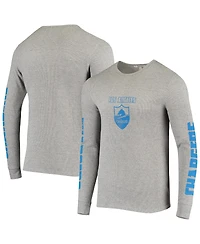 Men's Junk Food Heathered Gray Los Angeles Chargers Heavyweight Thermal Long Sleeve T-shirt
