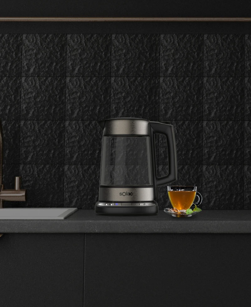 Solac Aroa Premium Cordless Glass Electric Brew Kettle with Adjustable Temperature