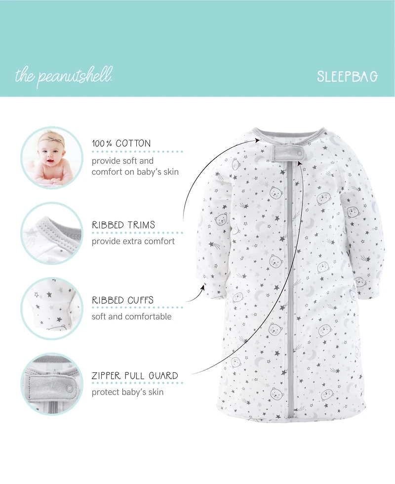 The Peanutshell Baby Boys Newborn Shower Gift Set Layette Essentials, Grey, White